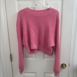 Hollister Pink Waffle Knit Crew Neck Sweater